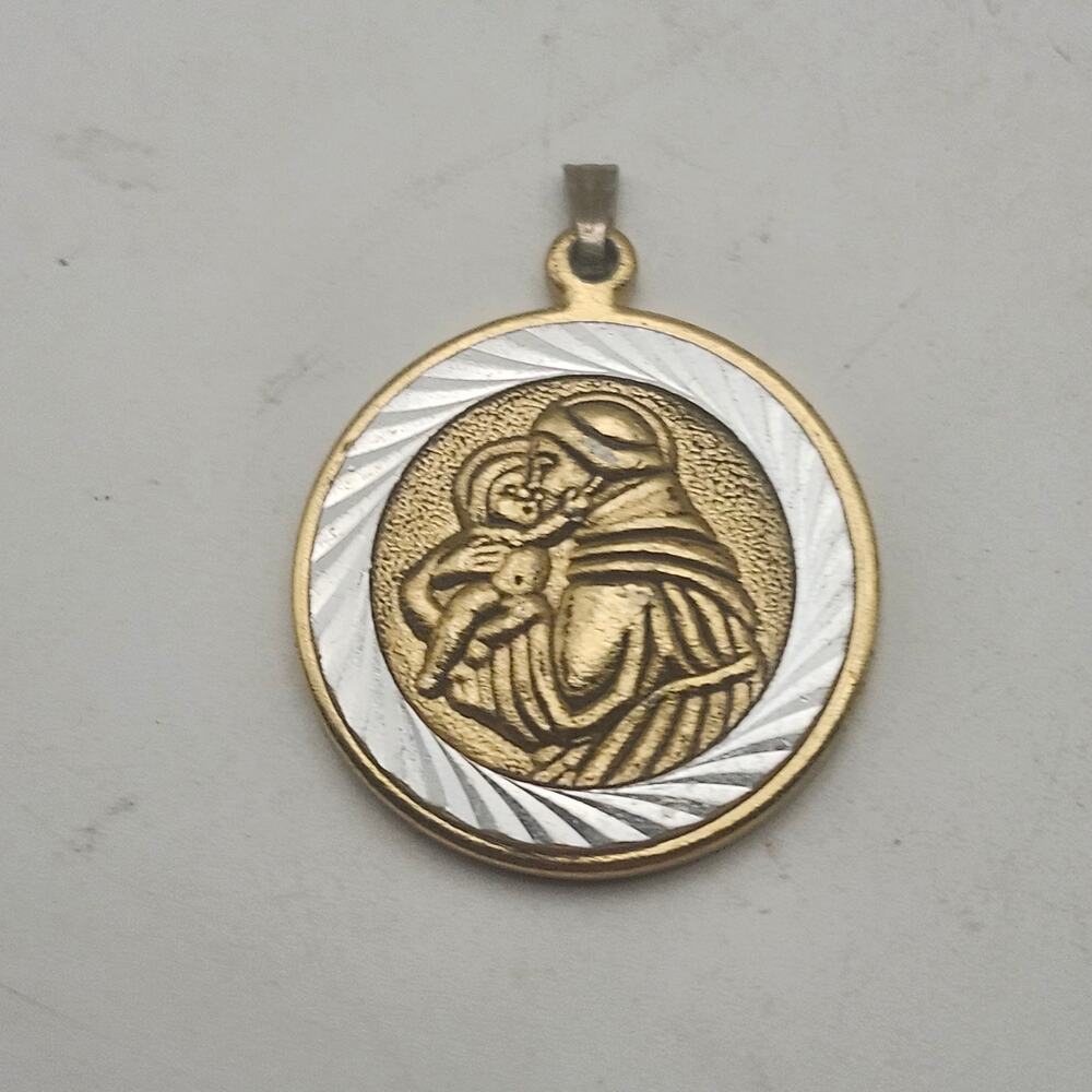Saint Anthony Medal Pendant Taiwan Catholic Gold Silver Tone Prayer Charm 1in
